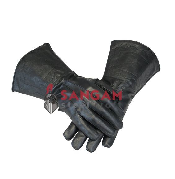 Black Leather Historical Gloves