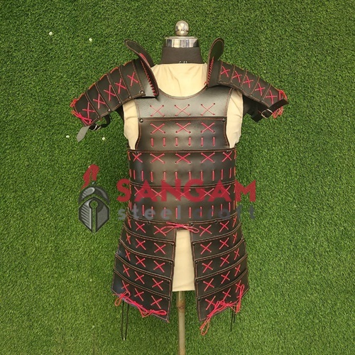 Samurai sut , Medieval Leather Samurai Armour Red-Black 