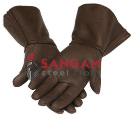Brown Leather Historical Gloves