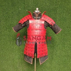 Samurai sut , Medieval Leather Samurai Armour Red-Black 
